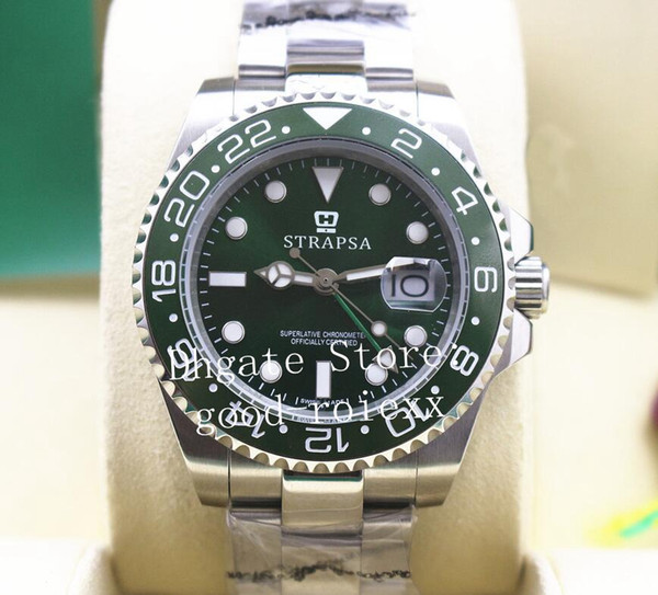 Men's Green Ceramic Bezel Watch Automatic 2813 Gmt II Watches Men Sapphire 116710 LN Sport Dive Perpetual Master Batman Oyster Wristwatches