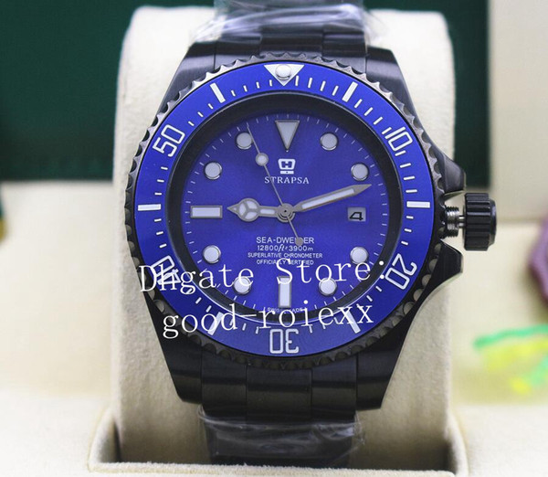 Men's Black Pvd 44mm Watches Mens Mechanical 2813 Sapphire Watch Men Blue Ceramic Bezel 116660 Dive Sea Sport Dweller Perpetual Wristwatches