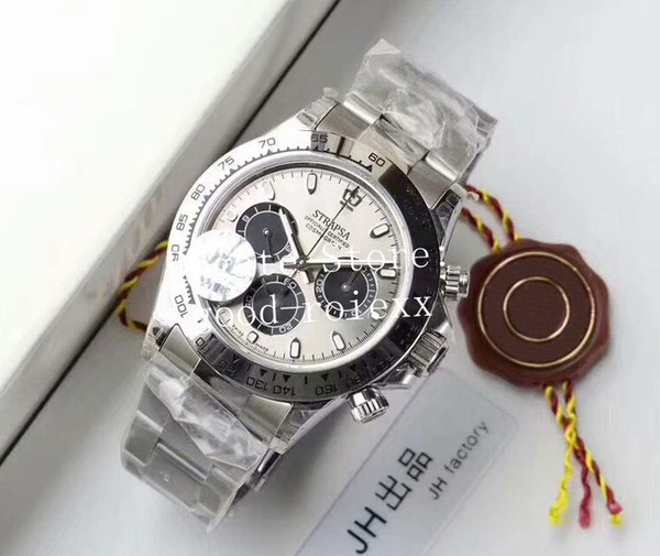 Men's Automatic Watches Chronograph Watch Cal.4130 Movement Panda Dial Full Steel 116509 Men Eta Cosmograph Sport JH Baselworld Wristwatches