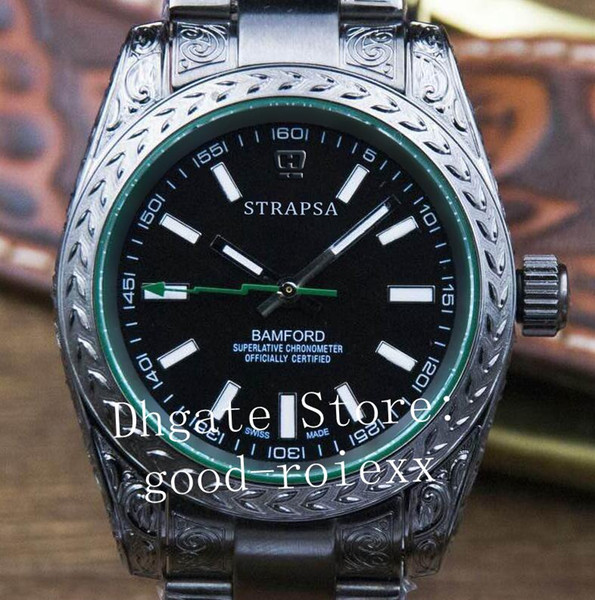 Very Hot Men's Automatic Watches Asia 2813 Watch Men Bamford 116400 Full Steel Carving Bracelet Perpetual Crystal Sport Oyster Wristwatches