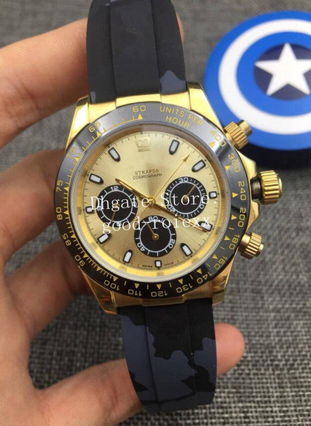 Hot Selling Men's Automatic 2813 Watch Mens Ceramic Bezel Cosmograph Watches Men 116518 Gold Oysterflex Rubber Strap Baselworld Wristwatches