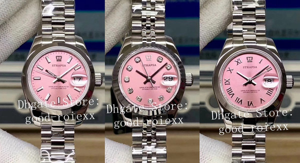 Fashion 28mm Pink Dial Automatic 2671 Eta Watches Women's Watch 279166 Ladies 279174 Sapphire Crystal 279160 Date just 279165 Wristwatches