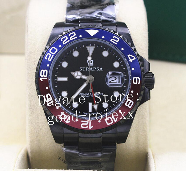 Baselworld Mens Red Blue Bezel Watch Black Pvd Mechanical 2813 Gmt II Watches Men 116710 Sport 126710 116719 Batman Pepsi Wristwatches