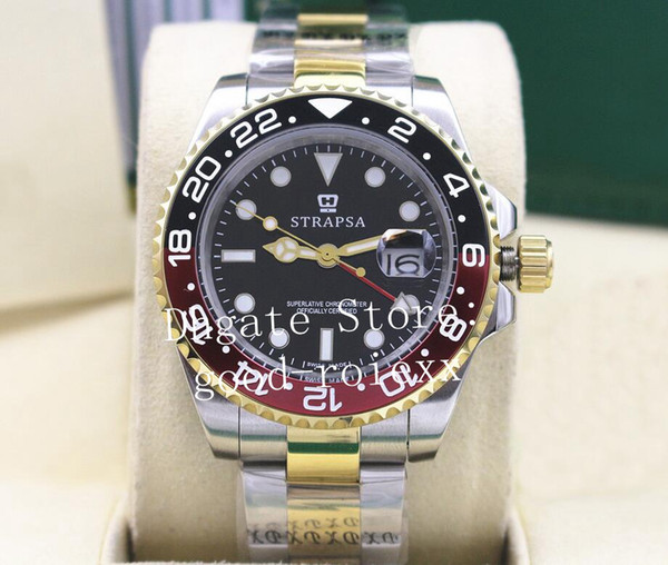 Luxury Mens Black Red Bezel Mechanical 2813 Watch Men's Steel Gold Gmt II Watches Men Sapphire Pepsi Dive Batman Master Oyster Wristwatches