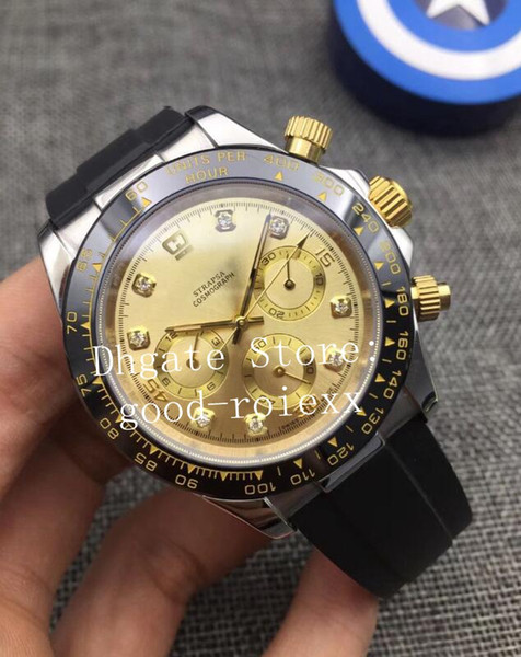 4 Style Men's Ceramic Bezel 2813 Mechanical 116515 Watch Mens Gold Diamond Dial Cosmograph Watches Men Rubber Oysterflex Wristwatches