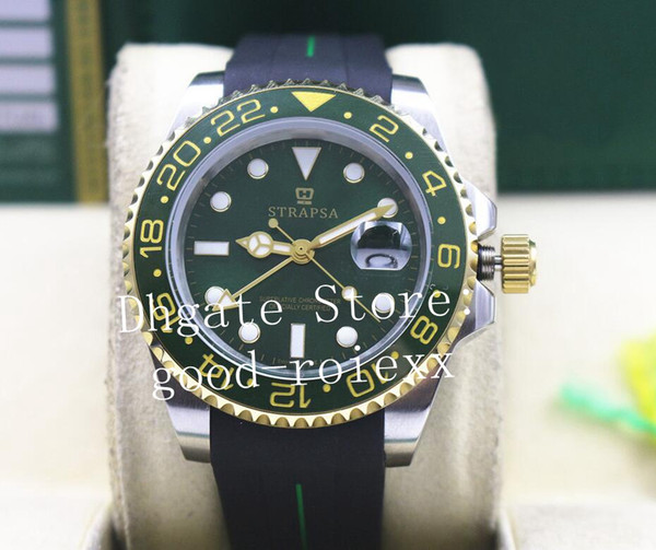 Mens Gold Green Ceramic Automatic 2813 Sapphire Master Watch Men Oysterflex Rubber Gmt 116713 126711 126715 116710 126719 126710 Watches