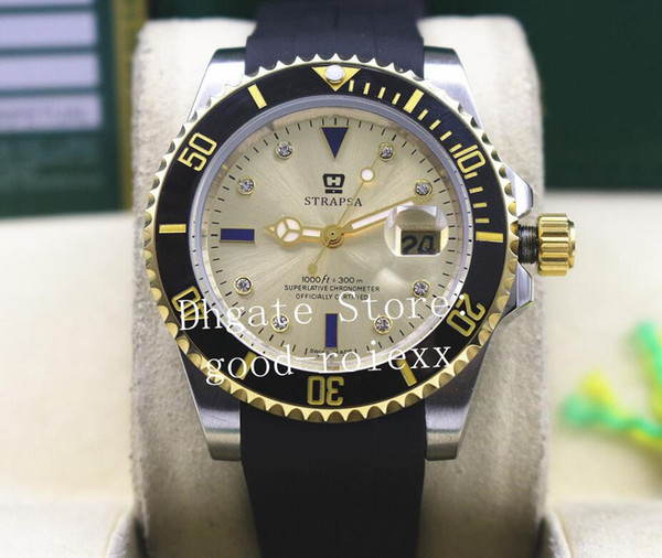 Men's Watch Automatic Asia 2813 Watches Champagne 116610 Ceramic Bezel 114060 Sub 116613 Rubber Strap 116618 Dive 116619 Sport Wristwatches