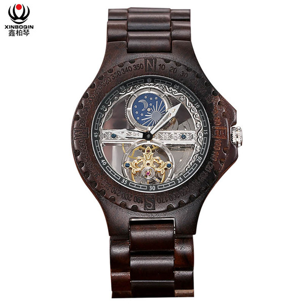 XINBOQIN Watch Manufacturer New Arrival Original Men Luxury Automatic Mechanical Wood Watch Free Custom Logo Small Order Dropshipping