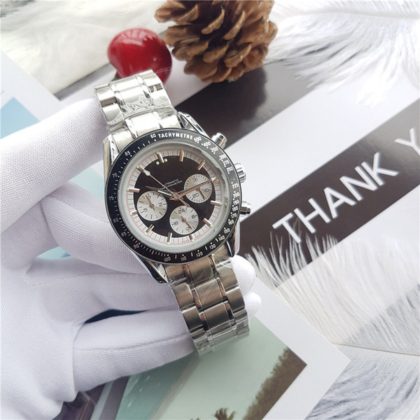 AAA Quality TOP LUXURY WATCH Sped Master 45mm automatic chronograph watch stainless steel Strap Fluted bezel Concealed folding Crown clasp