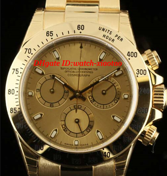 Top Quality Luxury Mans Watches Steel Bracelet NEW 116528 18K Yellow Gold Champagne Dial Box & Papers 40mm Automatic Mechanical Men's Watch