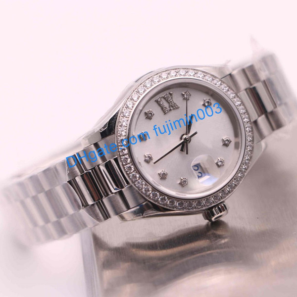 Top sell wristwatch women 26mm automatic mechanical watch No battery Date JUST stainless steel watches 1102