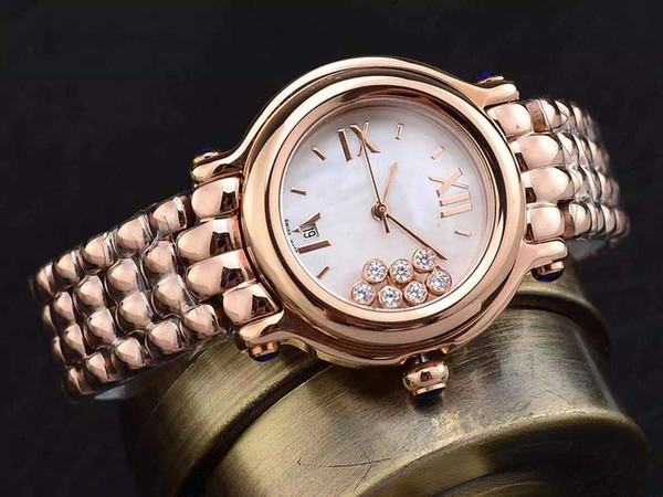 Luxury Brand Jewel Womens watch 18k rose gold 36 mm polished bezel white mother-of-pearl dial elegant Lady watches