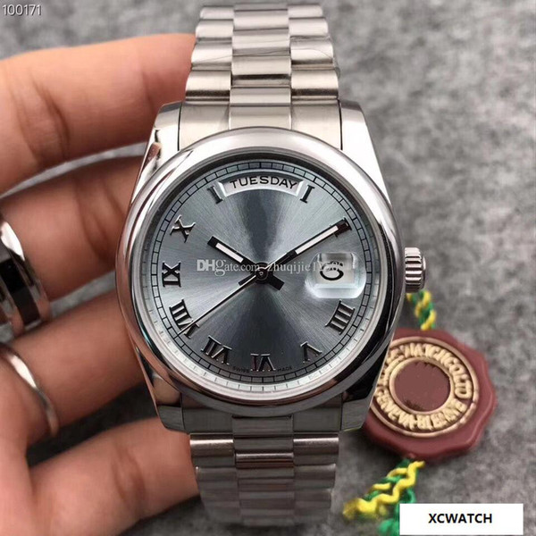 New style luxury brand top quality women's watch special blue 36mm dial stainless steel watches day date automatic movement watches