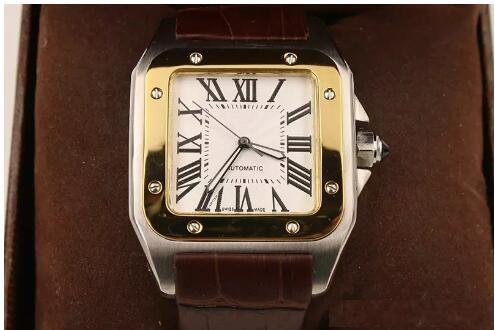 New Luxury Brand Men two tone 100 XL Watch Automatic Mechanical Watch Brown Leather Gold Case Men's Sports original clasp WristWatches