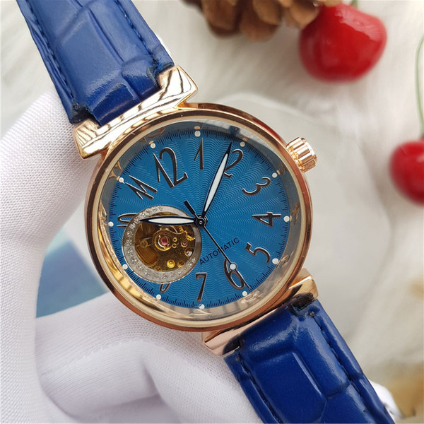 Top luxury women watches casuall mechanical automatic wristwatch leather strap fashion female watch for laides best gift relojes mujer