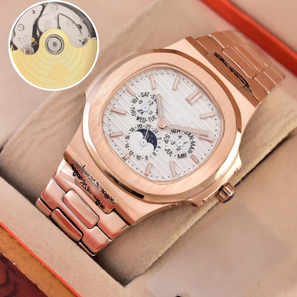 Luxury designer ladies watches Mechanical Automatic Date month week 24-hours Blue Black Dial Through Back 316L Steel Case Bracelet R98