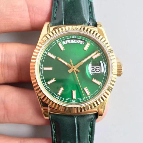 New 2019 Women Watch 36mm Day Date Leather Band Sapphire Dial Quality Original Folding Buckle Clearance