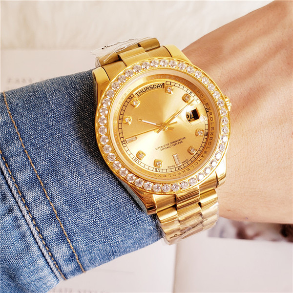 Swiss brand women watches asia 2836 movement automatic watch 18K gold sapphire glass day diamond deisgner watches date original clasp watch