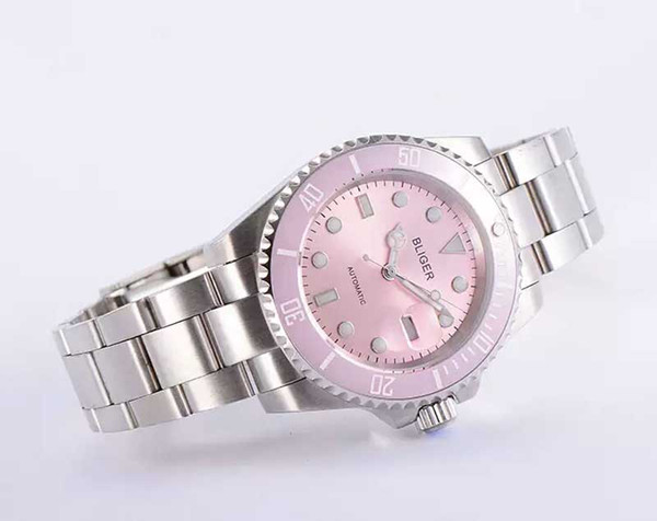 New arrival stainless steel automatic watches women pink dial clock for ladies mechanical wristwatches business watch super gift for women