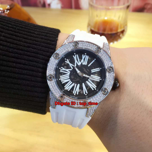 Best Watch 63-01 36mm 316L Stainless Steel Full Diamond Miyota Automatic Womens Watch Skeleton Dial Rubber Strap Ladies Sport Watches