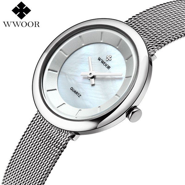 Brand Women Waterproof Quartz Watches Women Luxury Creative Montre Femme Silver Stainless Steel Ladies Wrist Watch WWOOR Clock