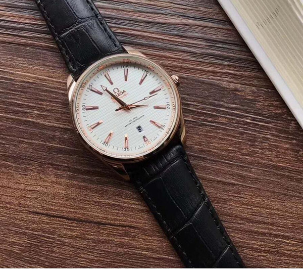 New Leather Fashion day Mechanical Men's leather Automatic Movement Watch D36