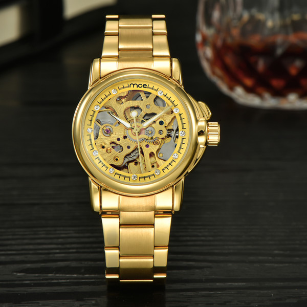 1pcs Women watch luxury style Automatic mechanical watch gold case frame hollow dial 33mm crystal watch by bbwatch Drop Shipping