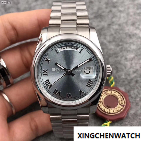 New style luxury brand top quality women's watch special blue 36mm dial stainless steel watches day date automatic movement watches