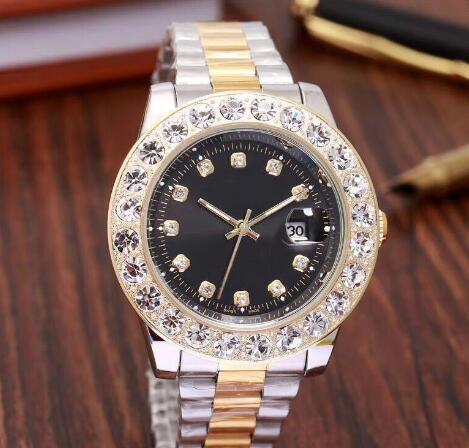 2018 44MM Luxury Mens Brand Men Watch Big Diamonds Day-Date Brand Stainless Steel Perpetual President Automatic Diamond Wristwatch Watches