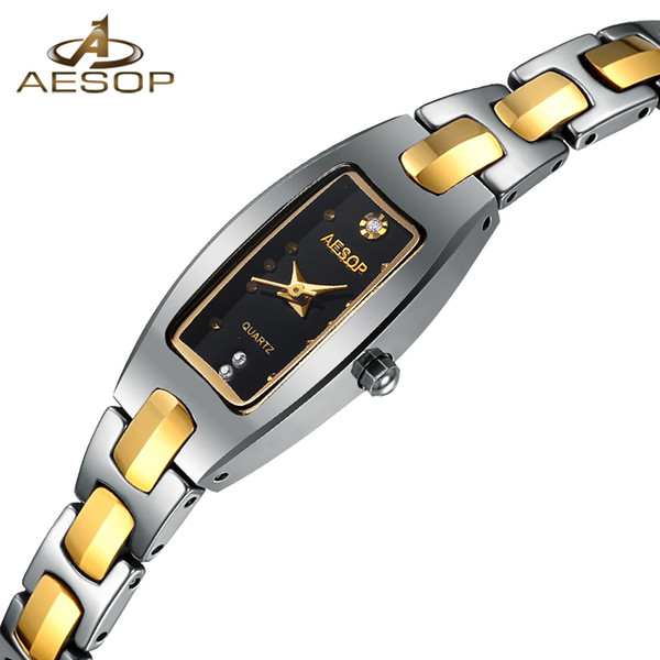 AESOP 2018 Tungsten Steel Watch Women Rectangle Gold Bracelet Quartz Wristwatch Elegant Ladies Clock Montre Femme Relogio Feminino 46-8820L