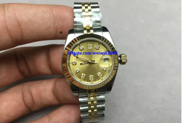 Luxury new Christmas gift President Date Diamond Mark Gold Watch Stainless Watches Ladies Automatic Mechanical Wristwatch Lady Gift 28mm