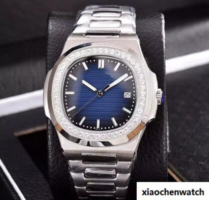 New Luxury Watch Ladys 33MM Quartz Movement Diamonds Ring Blue face Stainless Steel Sapphire womens watches free shipping