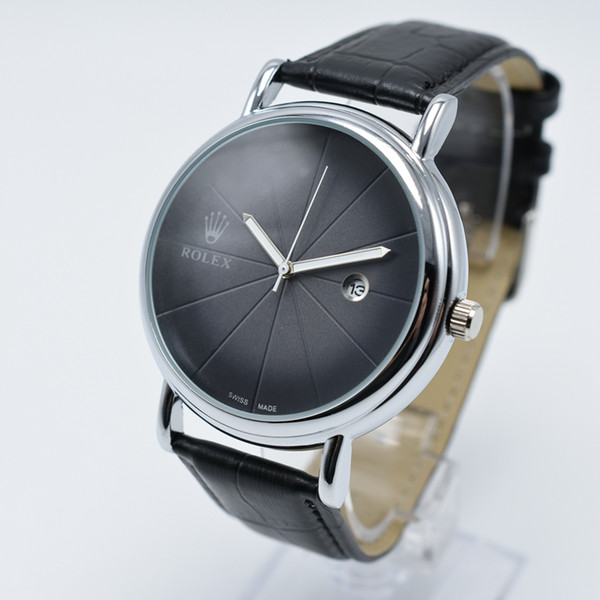 Top quality leather quartz 42mm aaa luxury mens watches classic brand casual day date men designer watch wholesale men gifts wristwatch saat