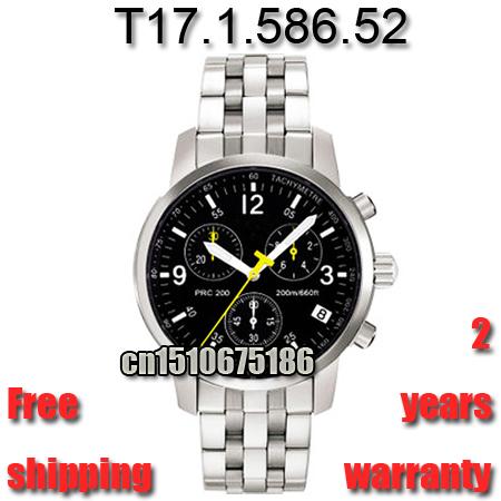 Hot New 2016 All-Steel Strap Chronograph Mens Watch Sapphire Glass Model T17.1.586.52 100% original Swiss ETA Movement T17158652 T17 + box