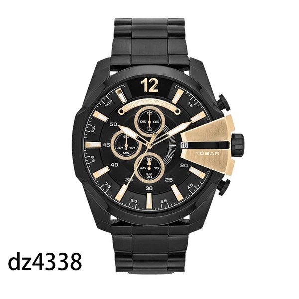 Multi Time Zone Wristwatch Montre luxe Military Clock Leather Strap 51MM Big dial DZ Stainless steel Watch Men's Sport Quartz Watch