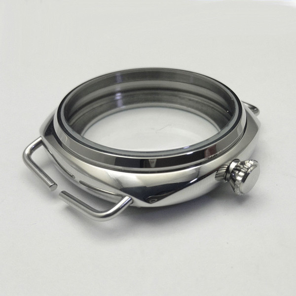 High Quality watch accessories Polished Stainless Steel 45mm case Fit hand winding 6497-6498 Movements mens watches