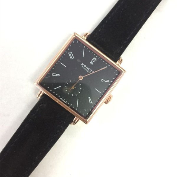Top AAA Luxury Brand NOMOS LAMBDA GLASHUTTE Black Dial quartz Mens Watch Leather Strap Casual Dress Watches Leather Wristwatches