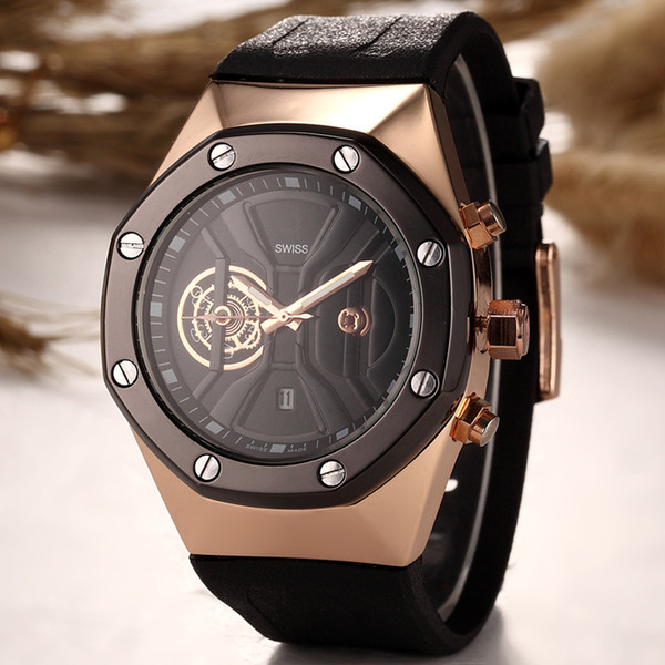2018 Hot Selling Rubber Strap Men Watches New High Quality Top watch mens Casual Quartz Wristwatch fashion Luxury Brand