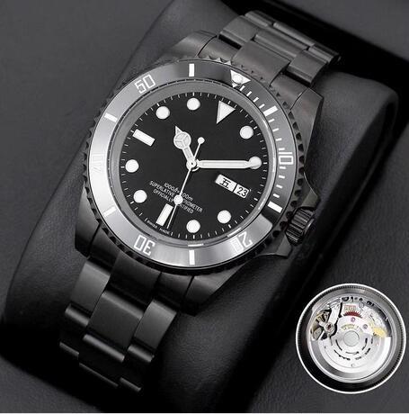 2019 Brand Automatic Machine Watch SUB Waterproof 100m Glow Green Water Ghost Collection Watch 904L Top Quality Steel Strip 2836 movement