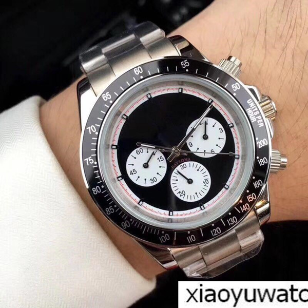 Top men watch steel band 316L fine steel case AAA automatic mechanical watch three eyes six needle black face leisure business people