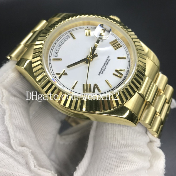 17 Color Automatic Luxury Watch 41mm DAY DATE Roman Numerals Face 2813 Mechanics 18K Stainless Steel men Watch 6 points etch