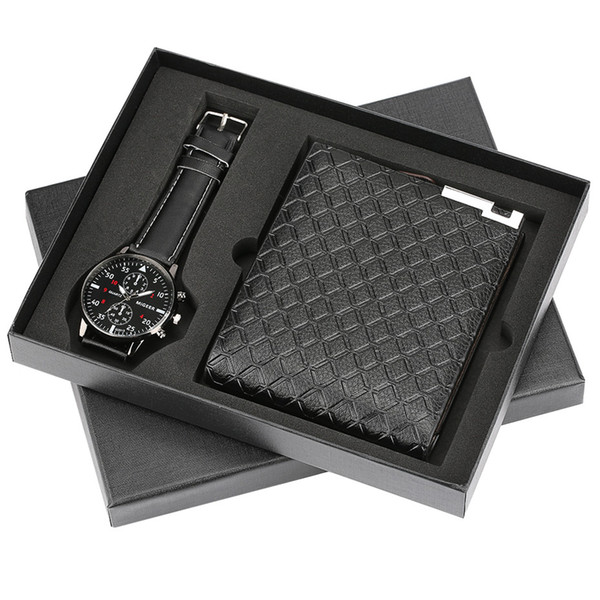 Top Brand Luxury Mens Watch Quartz Wristwatches Wallet Gift Set for Boyfriend Business Fashion Men's Watches Best Birthday Gift