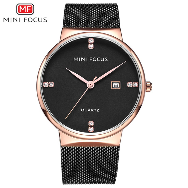 MINIFOCUS Brand Mens Watch Stainless Steel Bands Waterproof Business Wristwatches Men Calendar Display Watches Clocks Gift MF0181G