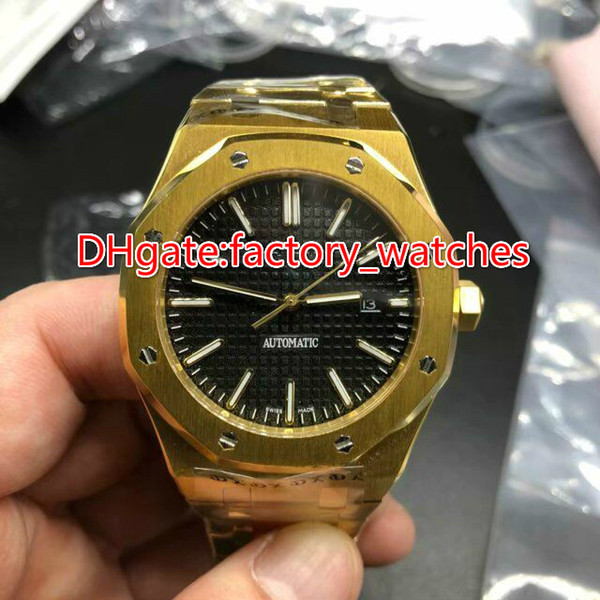 Yellow gold case men wristwatch stainless steel automatic luxury fashion classic model black dial water resistant high quality watches