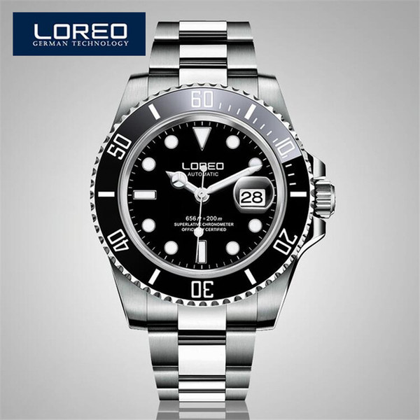 Wholesale- High Quality LOREO Men Watches Top Brand Luxury Sapphire Waterproof Watches Men Automatic Mechanical Wrist Watches AB2031