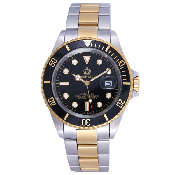 Gold Watch Men GMT Rotatable Bezel Sapphire Glass Stainless steel Band Sport Quartz WristWatch reloj relogio 40MM