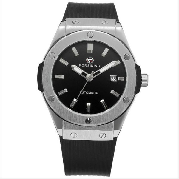 Hot sale wholesale FORSINING genuine 44mm calendar men's automatic mechanical watch rubber strap watch