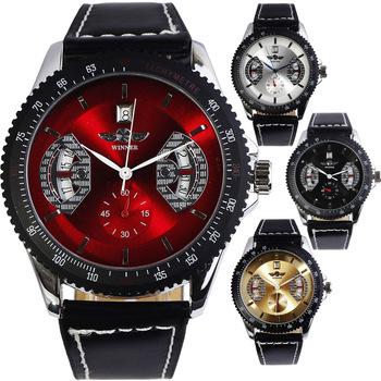 Free Shipping Automatic Watch Mens Mechanical CHRO Skeleton Watch freeship