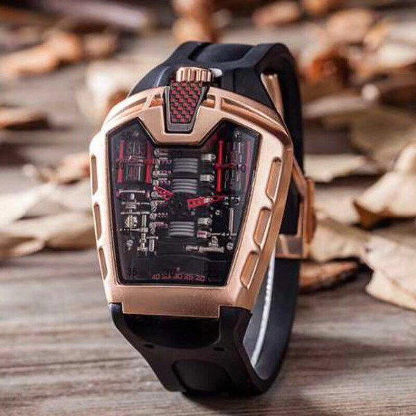 Men's Luxury Brand New Quartz Stainless Steel Glass Back Rubber Silver Rose Gold Sports Watches Clock Mens Dress Montre Homme