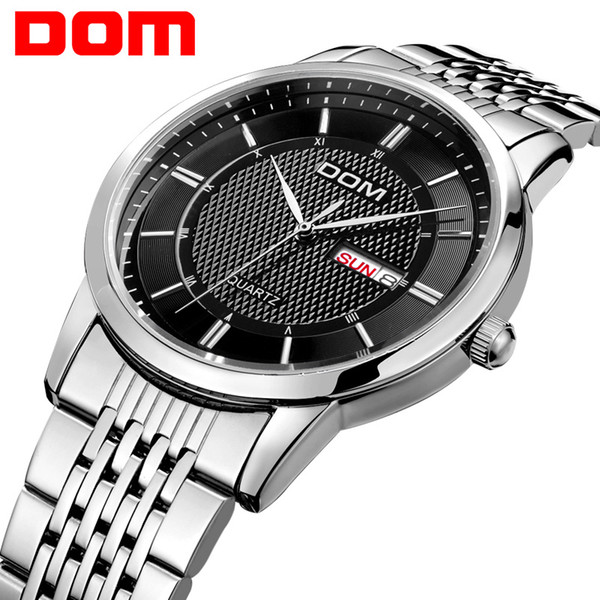 Wholesale- DOM Men mens watches top brand luxury waterproof quartz stainless steel watch Business reloj hombre M-11